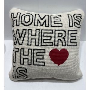 Pottery Barn Embroidered Pillow Home is where the Heart Is 10 in